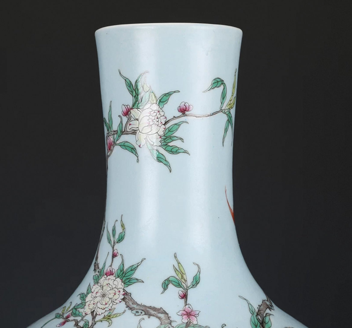 Artist gift:Nine Peach Vase from the Qing Dynasty;ceramic master reproduction