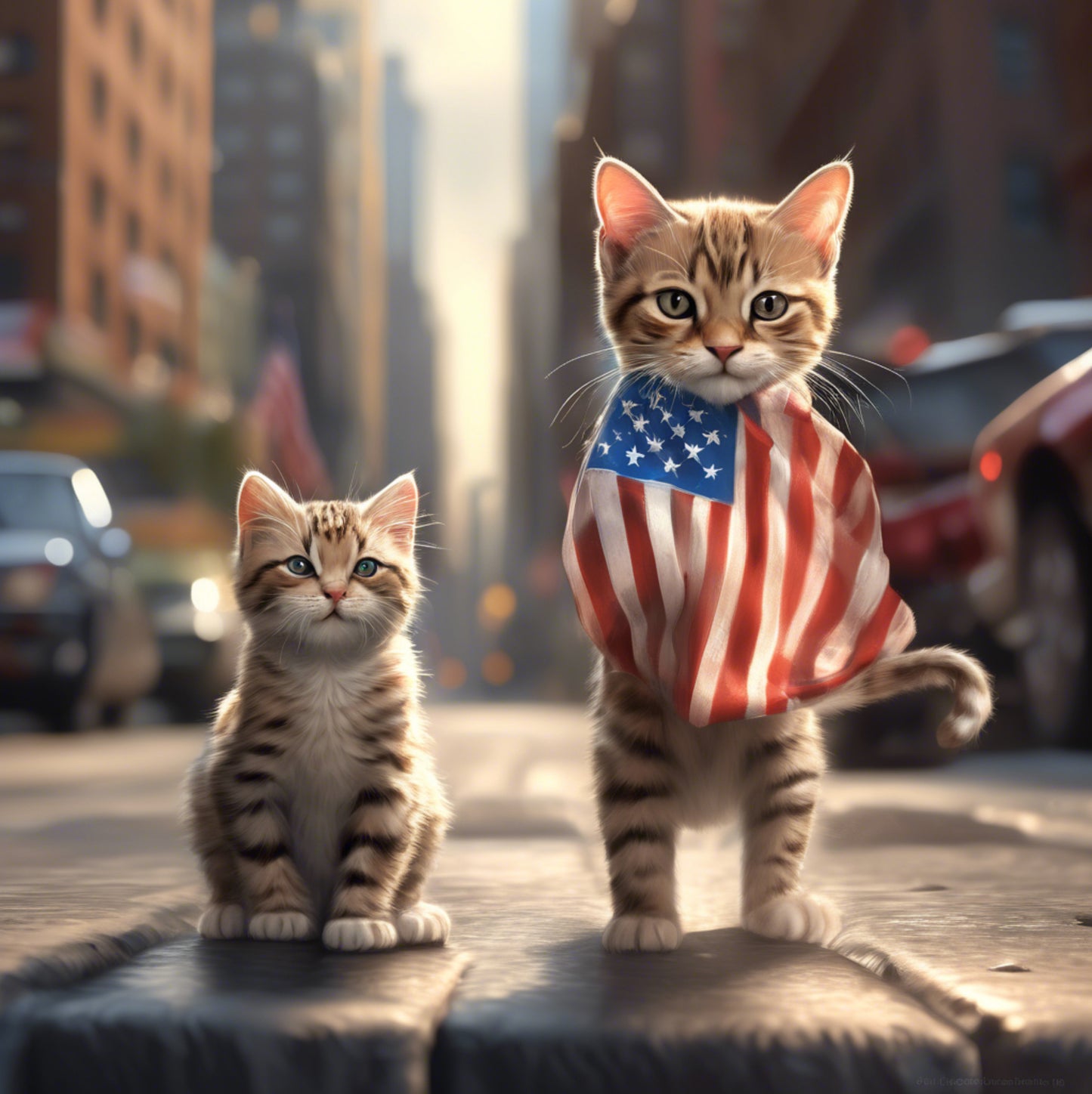 Cat brothers and the American flag #030703