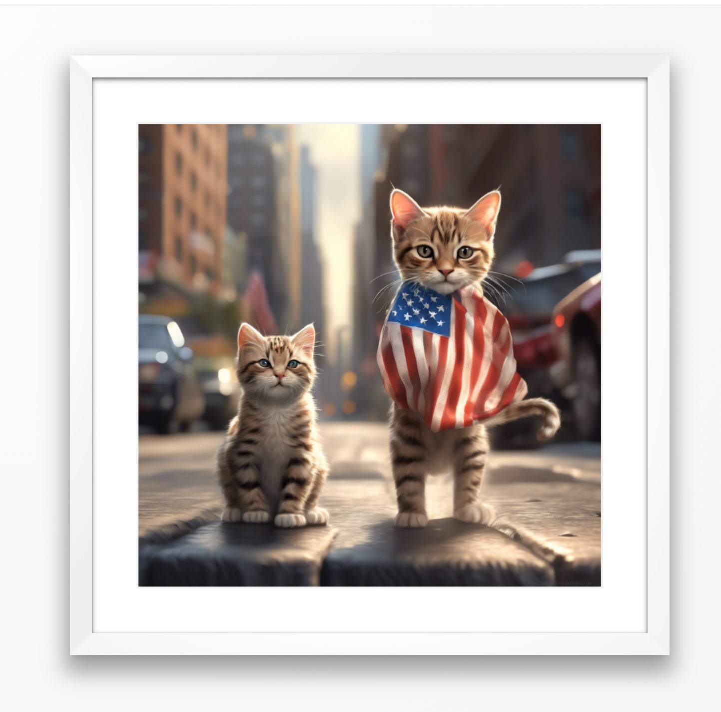 Cat brothers and the American flag #030703