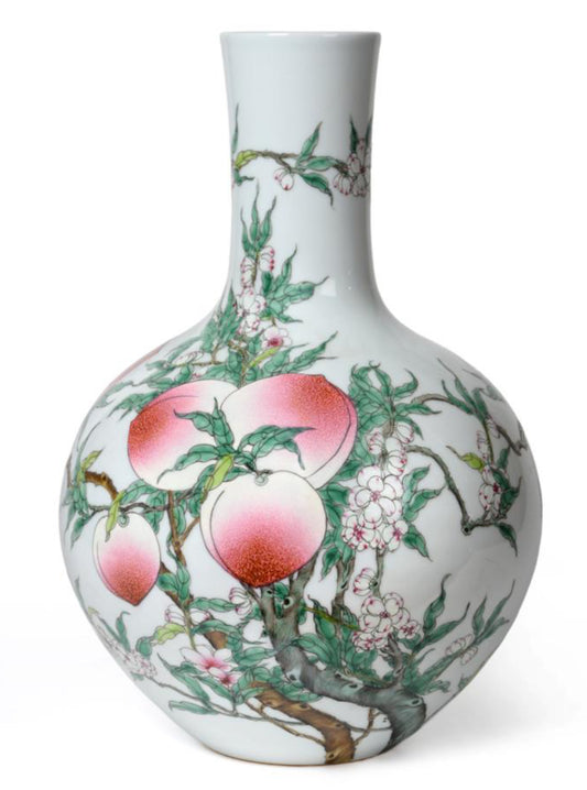 Artist gift:Nine Peach Vase from the Qing Dynasty;ceramic master reproduction